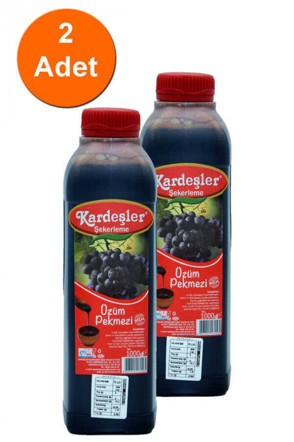 Kardeşler Üzüm Pekmezi (%100 Üzüm) Bidon 1000 G x 2 Adet ürün görseli 1