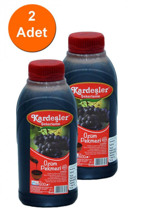 Kardeşler Üzüm Pekmezi (%100 Üzüm) Bidon 600 G x 2 Adet ürün görseli 1
