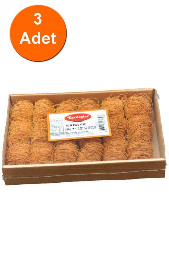Kardeşler İnce Sarma Kızarmış Tel Kadayıf Kutu 250 G x 3 Adet ürün görseli 1