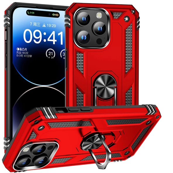 Gpack Apple iPhone 15 Pro Kılıf Vega Tank Standlı Yüzüklü Mıknatıslı ürün görseli 1