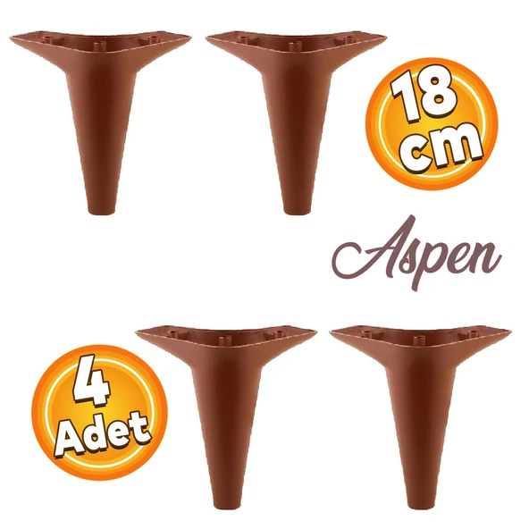 Aspen Lüks Mobilya Kanepe Koltuk Tv Ünitesi Konsol Ayağı Ayakları 18 Cm Kahverengi Ayak (4 ADET) ürün görseli 1