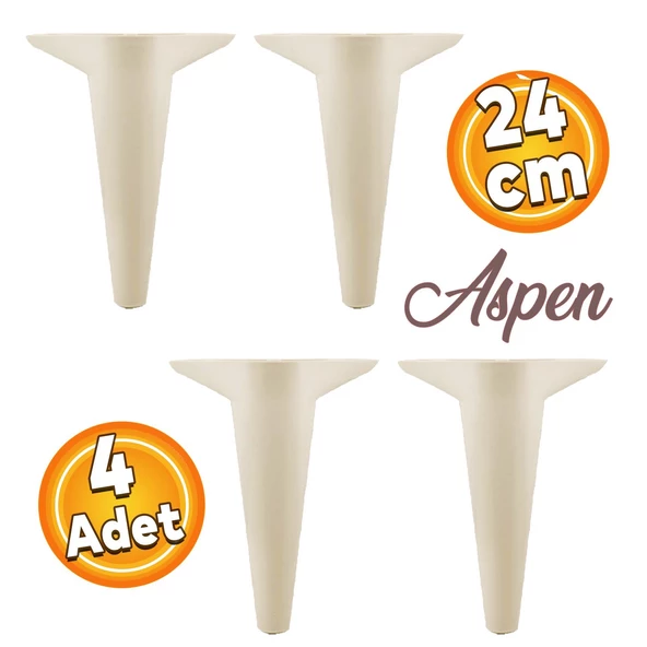 Aspen Lüks Mobilya Kanepe Koltuk Tv Ünitesi Konsol Ayağı Ayakları 24 Cm Krem Ayak (4 ADET) ürün görseli 1