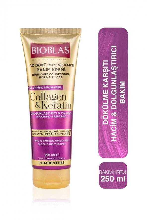 Bioblas Collagen Keratin Saç Dökülmesine Karşı Bakım Kremi 250 ml ürün görseli 1