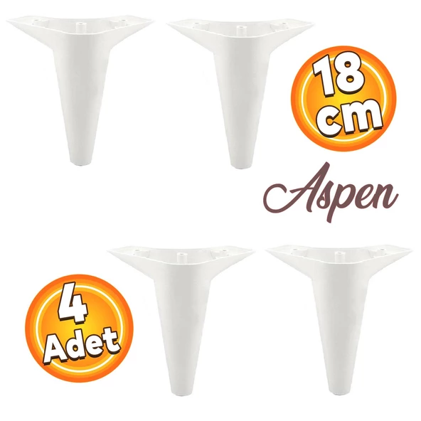 Aspen Lüks Mobilya Kanepe Koltuk Tv Ünitesi Konsol Ayağı Ayakları 18 Cm Beyaz Ayak (4 ADET) ürün görseli 1