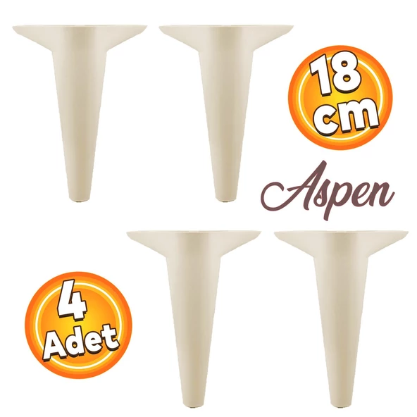 Aspen Lüks Mobilya Kanepe Koltuk Tv Ünitesi Konsol Ayağı Ayakları 18 Cm Krem Ayak (4 ADET) ürün görseli 1