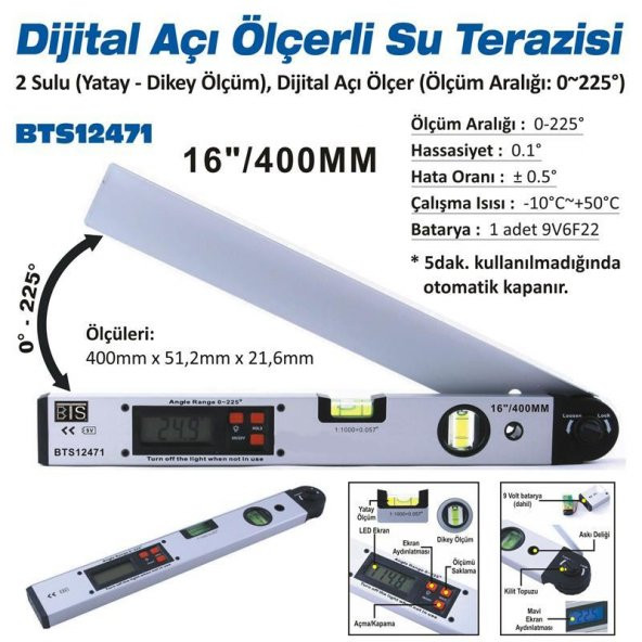 Dijital Su Terazisi hassas Eğim Açı Ölçer 40 Cm ürün görseli 1