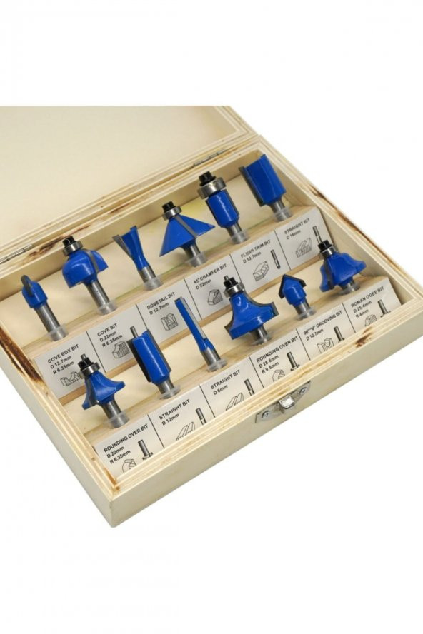 Th03039 12 Parça Ahşap Freze Uç Seti 8mm Sap - Resim 2