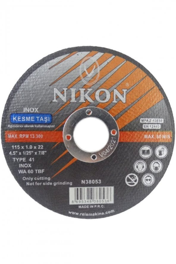 Kesme Diski Inox 115x1.0mm krom kesici  10 adetli ürün görseli 1