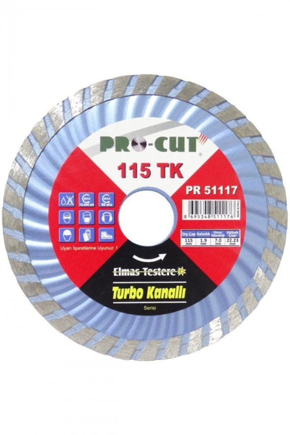 Procut Tk 115 Mm Turbo Kanallı Elmas Testere ürün görseli 1