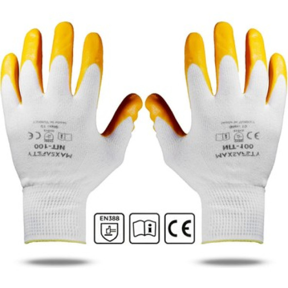 ELDİVEN sarı Nitril Eldiven No:10 paketi 5 çift ürün görseli 1