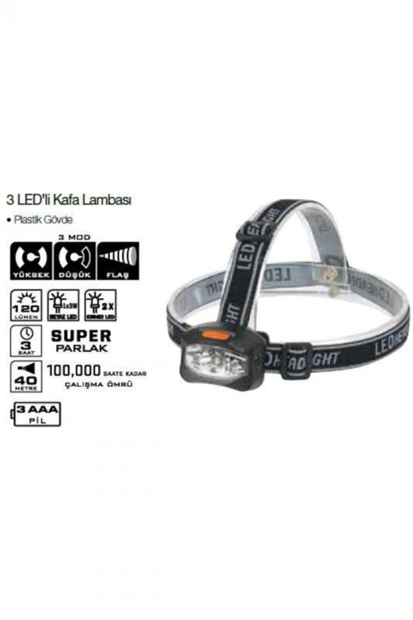 Lightorch Lt03099 Kafa Lambası 3 Led 120 Lümen - Resim 2
