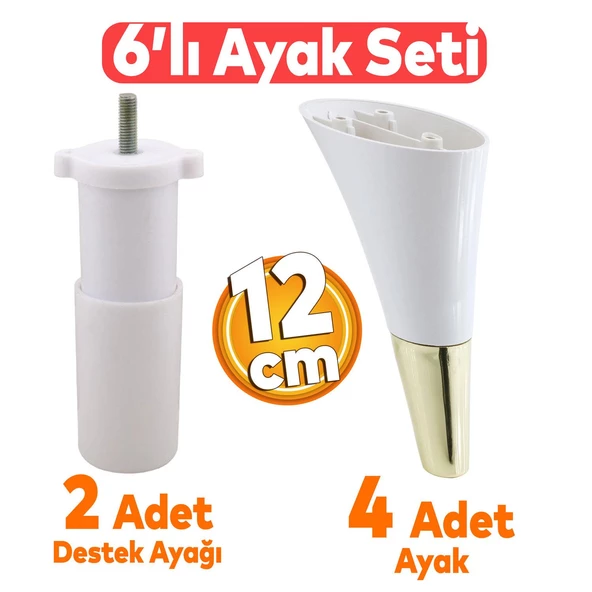 Clara 6'lı Set Mobilya Koltuk Kanepe Baza Yatak Tv Ünite Destek Ayağı 12 Cm Ayakları Krem Gold ürün görseli 1