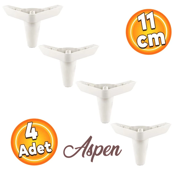 Aspen Lüks Mobilya Kanepe Koltuk Tv Ünitesi Baza Ayağı Ayakları 11 Cm Beyaz Ayak (4 ADET) ürün görseli 1