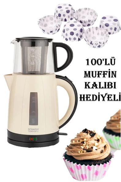 Krem Optimal Plus Elektrikli Çay Makinesi 100lü Muffin Kalıbı Anneler Günü Özel ürün görseli 1