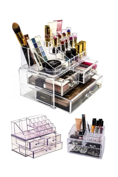 Ak635 3 Çekmeceli Makyaj Düzenleyici Organizer Set Takı Kutusu Kozmetik Düzenleyici ürün görseli 1