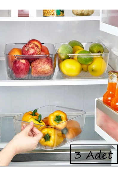 3 Adet Freez Şeffaf Buzdolabı & Dolap Içi Düzenleyici Organizer ürün görseli 1