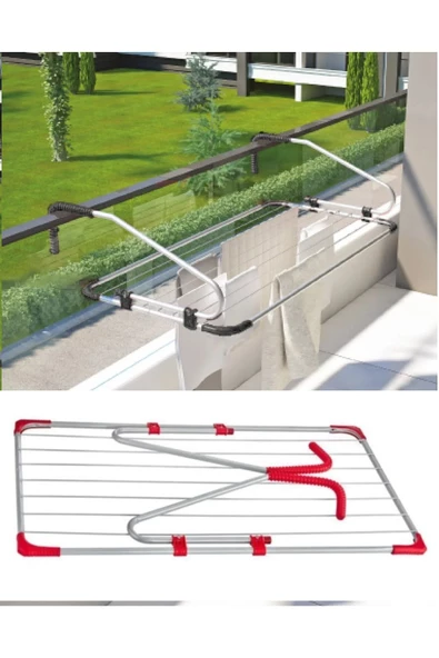 Alüminyum Dirsekli Balkon Kurutmalık Siyah - Balkon Askısı Çamaşırlık ürün görseli 1