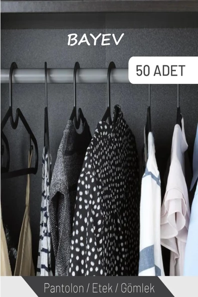50 Adet Plastik Elbise Askısı - Resim 4