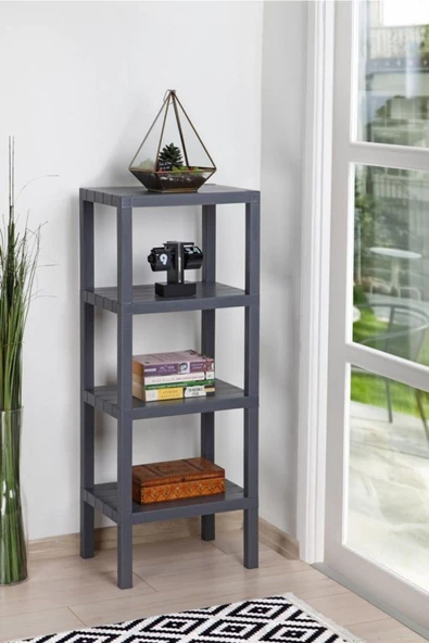 Shelf 4 Katlı Düzenleyici Plastik Raf Ünitesi Gri ,kitaplık, Banyo, Mutfak Rafı. Ayakkabılık ürün görseli 1