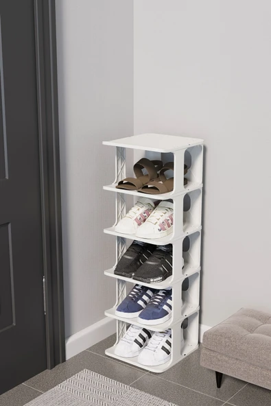 Lüx Yeni Model Modern 5 Katlı Ayakkabılık Beyaz Renk Portatif Ayakkabı Standı 5 Katlı ürün görseli 1