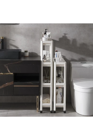 Tekerlekli 4 Katlı Ve 3 Katlı Birlikte Raf Ünitesi Organizer Seti- Banyo Mutfak Düzenleyici ürün görseli 1