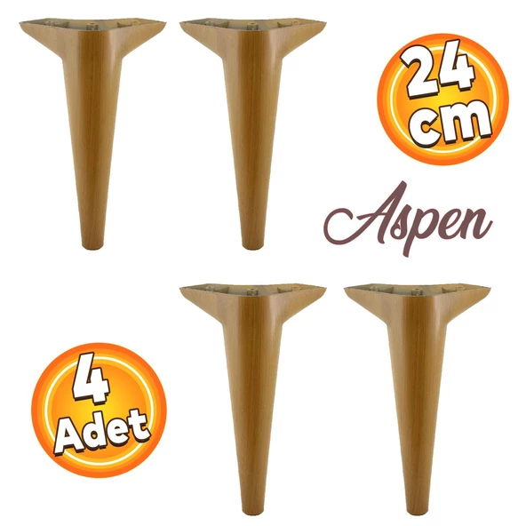 Aspen Lüks Mobilya Kanepe Koltuk Tv Ünitesi Konsol Ayağı Ayakları 24 Cm Kahverengi Ayak (4 ADET) ürün görseli 1