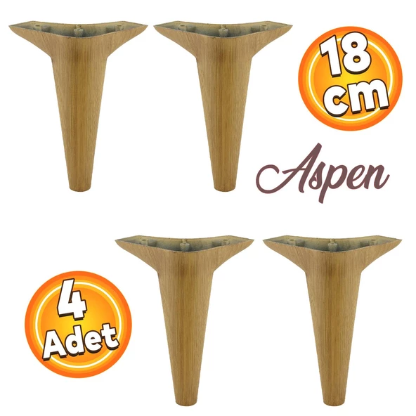 Aspen Lüks Mobilya Kanepe Koltuk Tv Ünitesi Konsol Ayağı Ayakları 18 Cm Kahverengi Ayak (4 ADET) ürün görseli 1