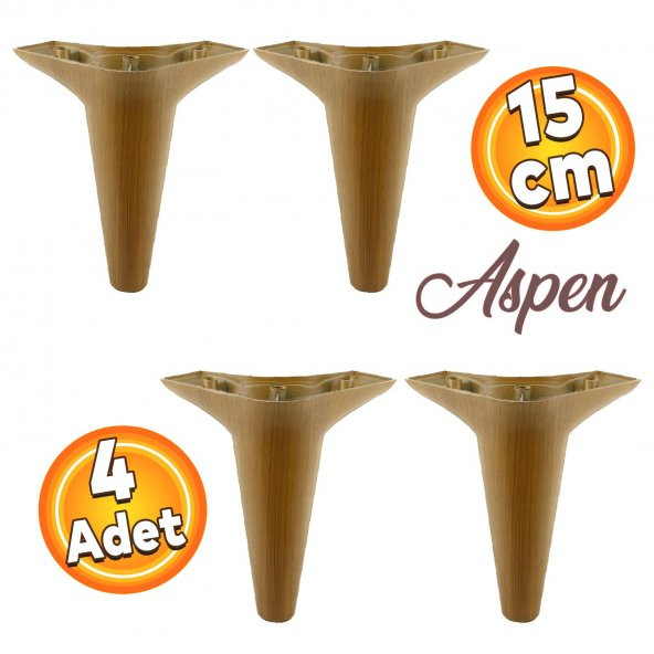 Aspen Lüks Mobilya Kanepe Koltuk Tv Ünitesi Baza Ayağı Ayakları 15 Cm Koyu Ceviz Ayak (4 ADET) ürün görseli 1