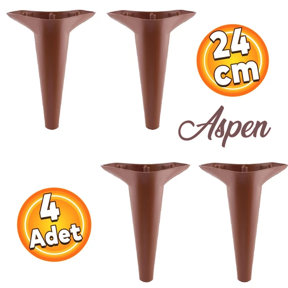 Aspen Lüks Mobilya Kanepe Koltuk Tv Ünitesi Konsol Ayağı Ayakları 24 Cm Kahverengi Ayak (4 ADET) ürün görseli 1