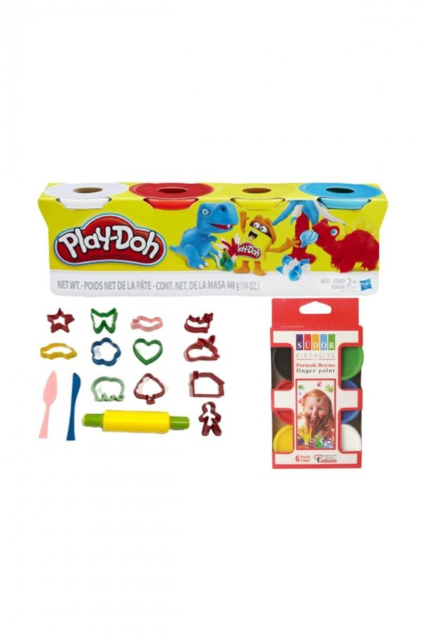 Play-doh 4lü Oyun Hamuru Ve Kalıbı 6lı Parmak Boyası ürün görseli 1