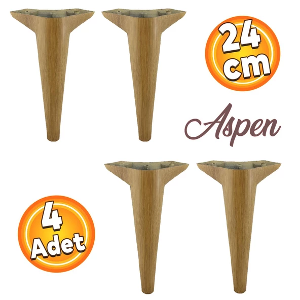 Aspen Lüks Mobilya Kanepe Koltuk Tv Ünitesi Konsol Ayağı Ayakları 24 Cm Açık Ceviz Ayak (4 ADET) ürün görseli 1