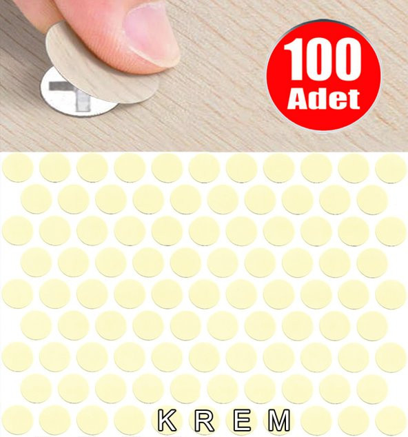 AletÇantam Yapışkanlı Tıpa Mobilya Dolap Vida Kapatma Gizleme Yapıştırma Kapağı Parlak Krem -100 Adet ürün görseli 1