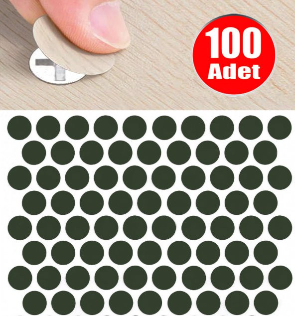 AletÇantam Yapışkanlı Tıpa Mobilya Dolap Vida Kapatma Gizleme Yapıştırma Kapağı Parlak Antrasit Gri -100 Adet ürün görseli 1