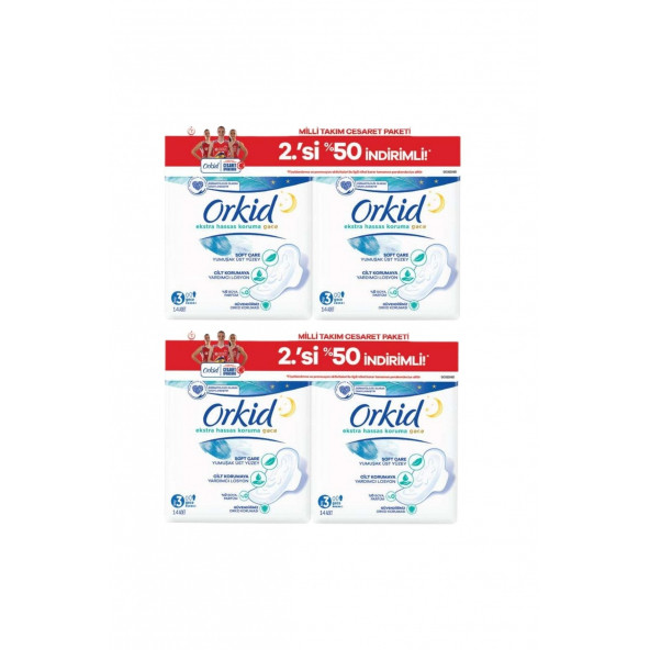 Orkid Ekstra Hassas Koruma Gece Süper Ekonomik Paket 14 x 4  56 Adet ürün görseli 1