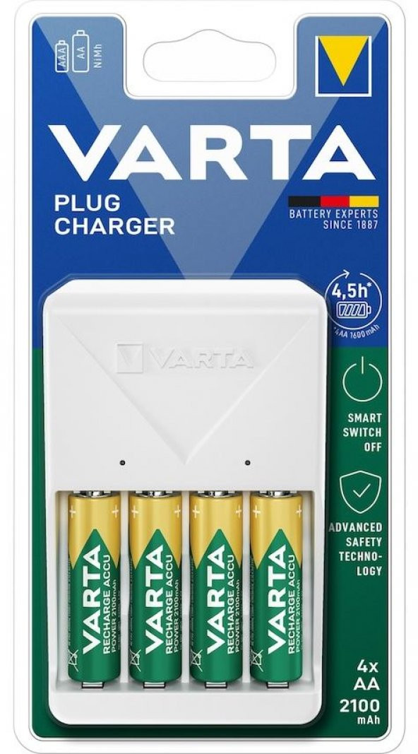 Ayt Varta 4xAA 2100 Mah Şarjlı Pil + Pil Şarj Cihazı ürün görseli 1