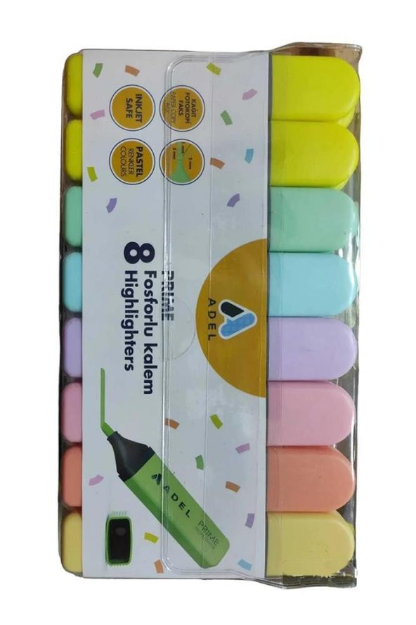 Pastel Fosforlu Kalem 8 Li 1 Paket İşaretleme Kalemi 8 Renk Pastel Fosforlu Renkler Turkuaz Turuncu Sarı Lila Pembe Yeşil ürün görseli 1