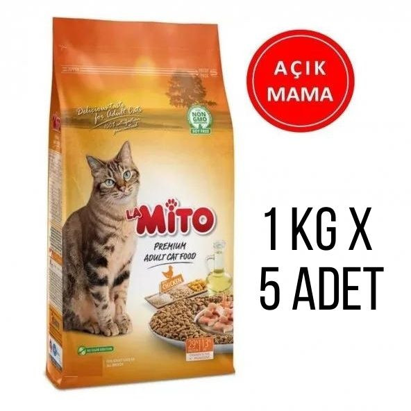 Mito Tavuklu Yetişkin Açık Kedi Maması 5 Kg - 1'er Kiloluk 5 Ayrı Pakette Maksimum Tazelik ürün görseli 1