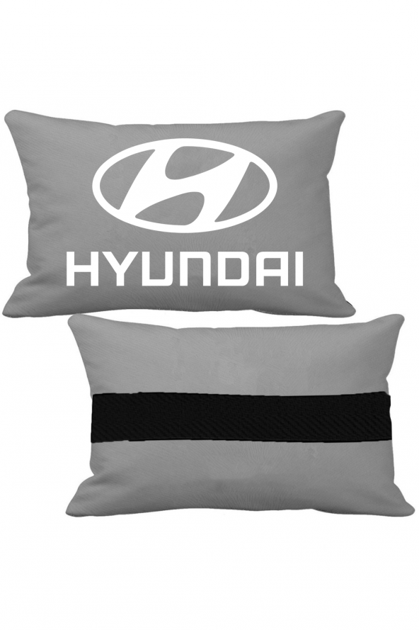 Öziron Hyundai İX20 Oto Koltuk Boyun Yastığı 2 Adet Hyundai Amblem Logolu Gri Ortopedik Yastık ürün görseli 1