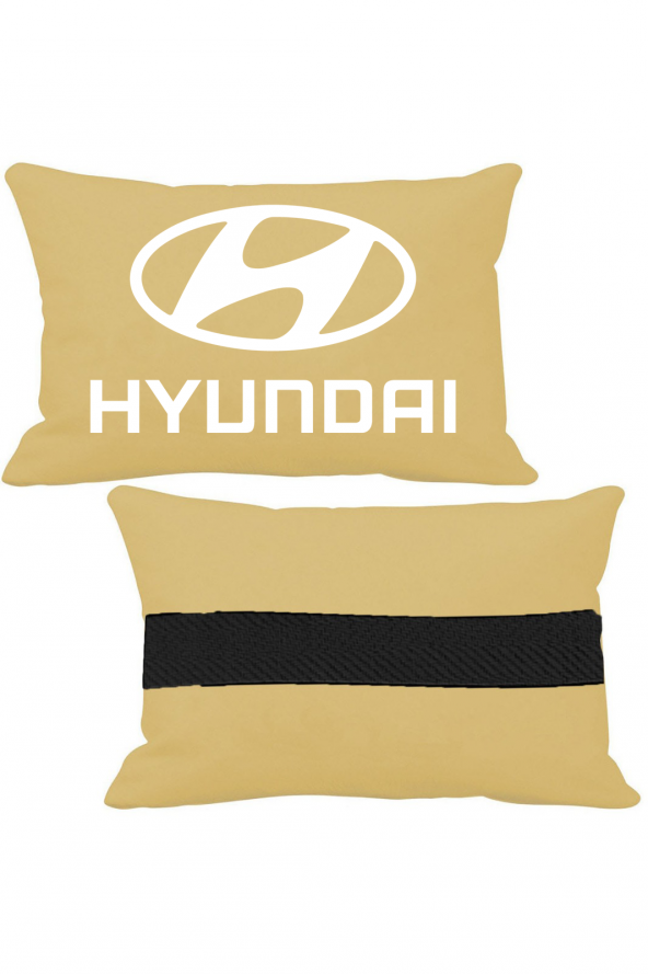 Öziron Hyundai Genesis Oto Koltuk Boyun Yastığı 2 Adet Hyundai Amblem Logolu Kremrengi Ortopedik Yastık ürün görseli 1