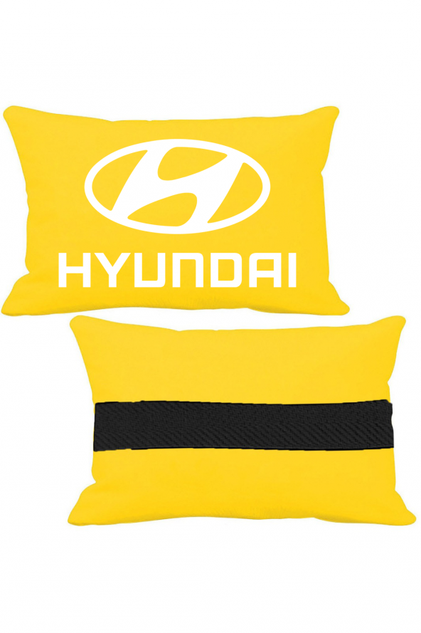 Öziron Hyundai Galloper Oto Koltuk Boyun Yastığı 2 Adet Hyundai Amblem Logolu Sarı Ortopedik Yastık ürün görseli 1