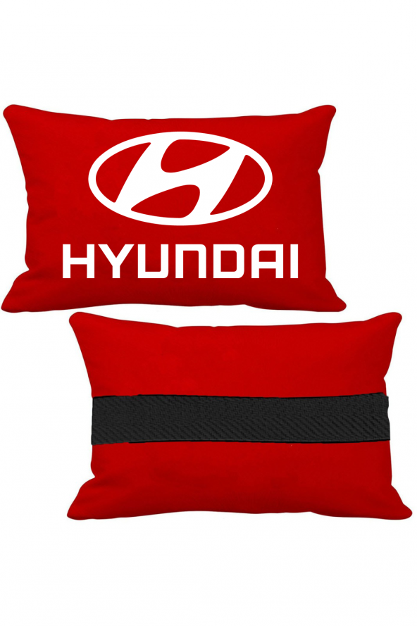 Öziron Hyundai Atos Oto Koltuk Boyun Yastığı 2 Adet Hyundai Amblem Logolu Kırmızı Ortopedik Yastık ürün görseli 1