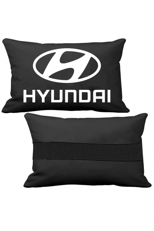 Öziron Hyundai İ20 Oto Koltuk Boyun Yastığı 2 Adet Hyundai Amblem Logolu Siyah Ortopedik Yastık ürün görseli 1