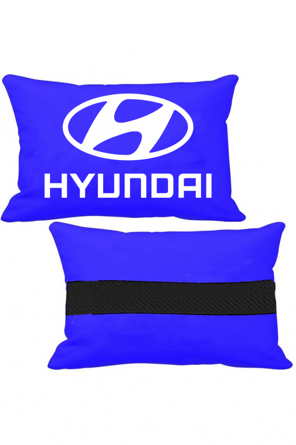 Öziron Hyundai Accent Oto Koltuk Boyun Yastığı 2 Adet Hyundai Amblem Logolu Mavi Ortopedik Yastık ürün görseli 1