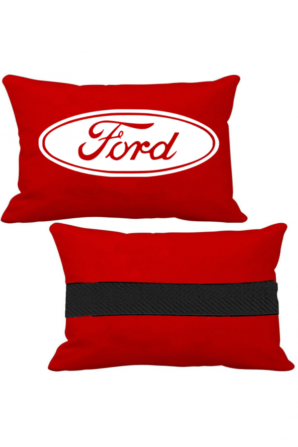 Öziron Fort Focus Hatchback TDCİ Koltuk Boyun Yastığı 2 Adet Amblem Logolu Kırmızı Ortopedik Yastık ürün görseli 1