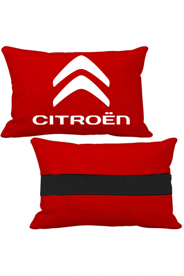 Öziron Citroen Oto Koltuk Boyun Yastığı 2 Adet Amblem Logolu Kırmızı Ortopedik Yastık ürün görseli 1