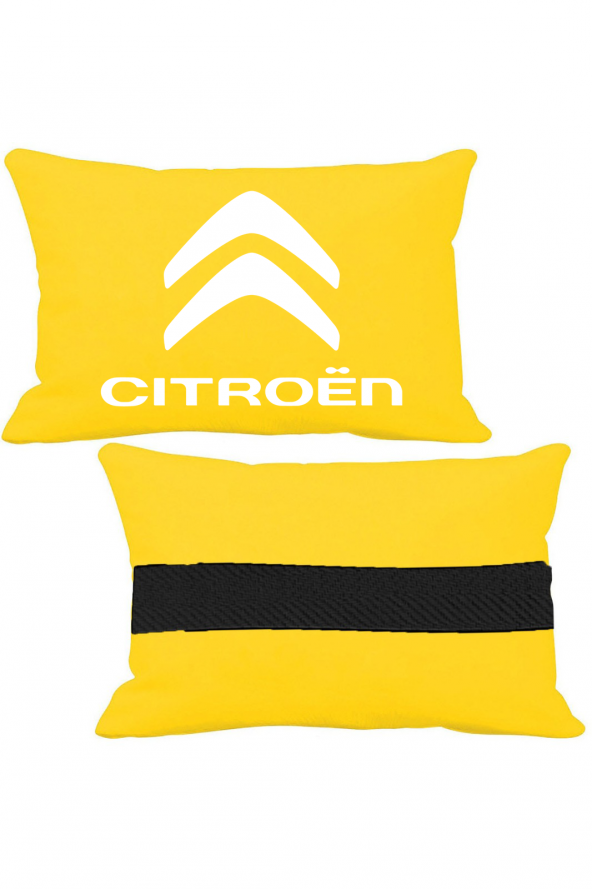 Öziron Citroen C2 Oto Koltuk Boyun Yastığı 2 Adet Amblem Logolu Sarı Ortopedik Yastık ürün görseli 1