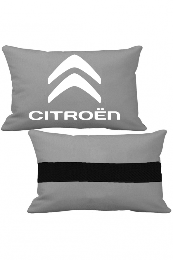 Öziron Citroen DS2 Oto Koltuk Boyun Yastığı 2 Adet Amblem Logolu Gri Ortopedik Yastık ürün görseli 1
