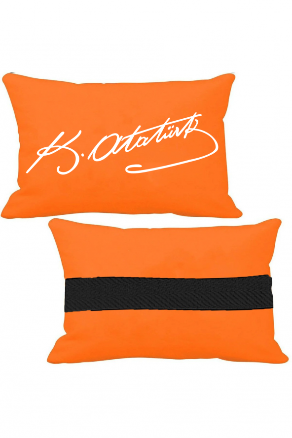 Öziron BMW M2 Oto Koltuk Boyun Yastığı 2 Adet Atatürk İmza Logolu Turuncu Ortopedik Yastık ürün görseli 1