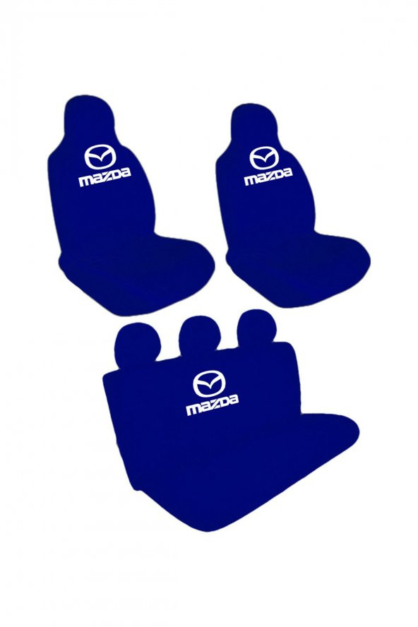 Öziron Mazda 323 Araba Koltuk Kılıfı Amblem Logo Baskılı Penye Servis Kılıfı Lacivert ürün görseli 1