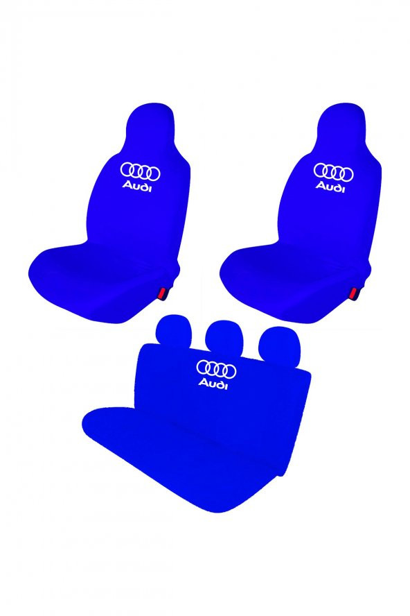 Öziron Audi A4 Oto Koltuk Kılıfı Koruyucu Logo Baskılı Penye Servis Kılıfı Mavi ürün görseli 1